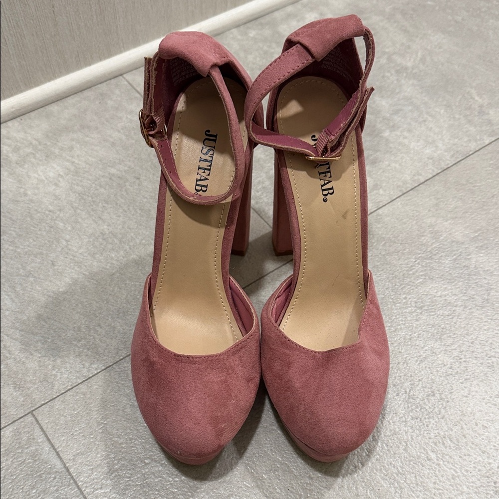 JustFab Women's Blush Ankle Strap Heels